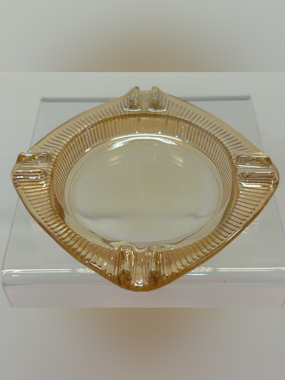 Vintage Jeannette Marigold Carnival Glass Square Ashtray/Dish